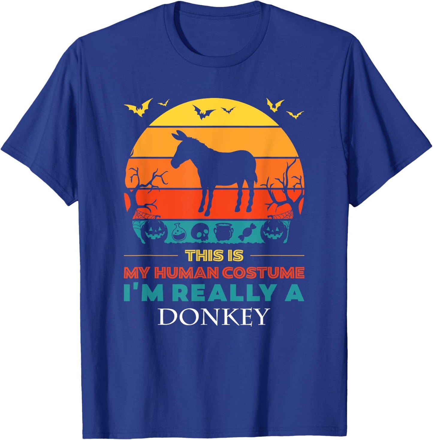This Is My Human Costume I'm Really a Donkey Halloween T-Shirt - T-Shirt | Royal