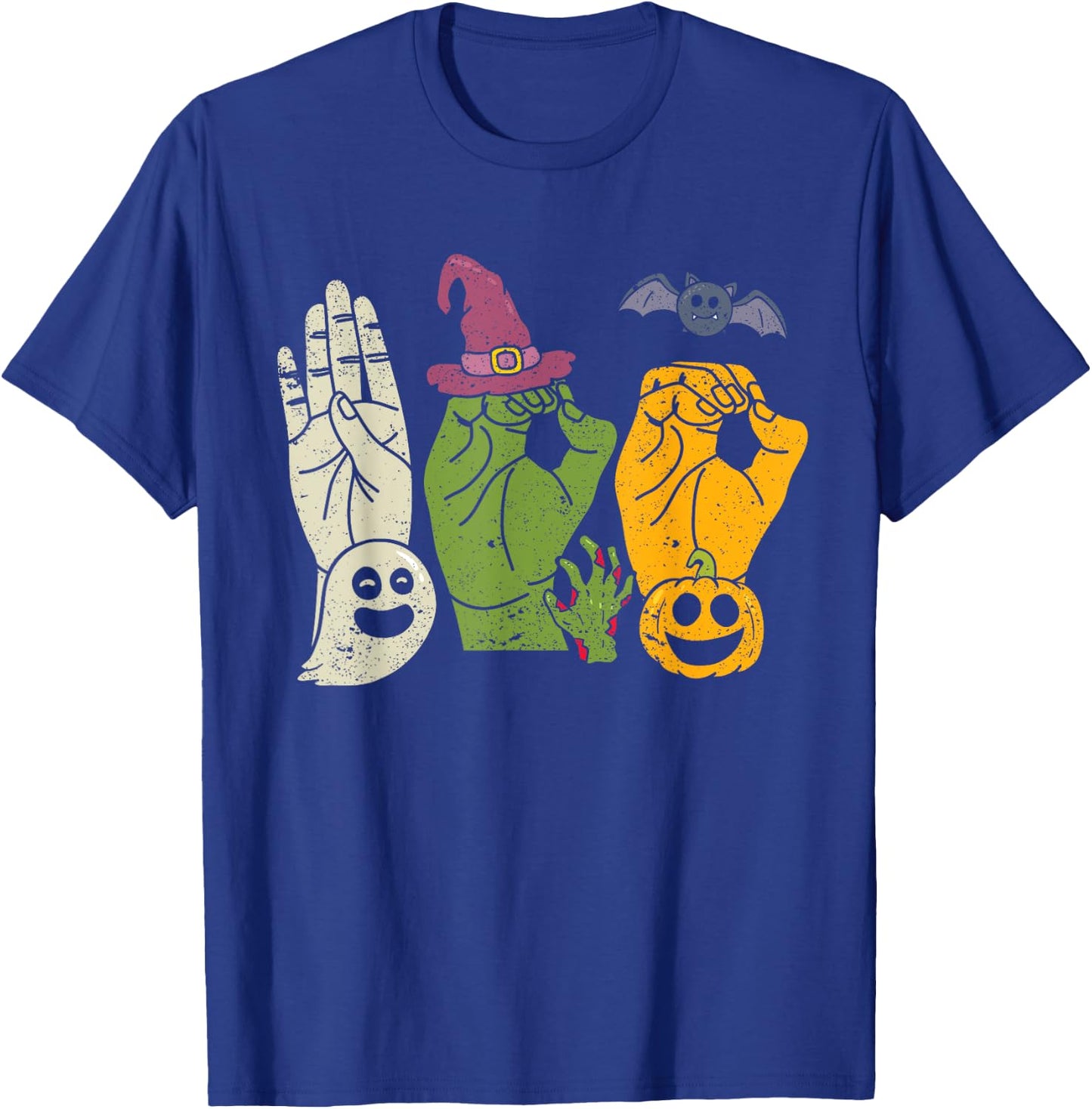 Boo Hands American Sign Language Pride ASL Halloween Witch T-Shirt - T-Shirt | Royal