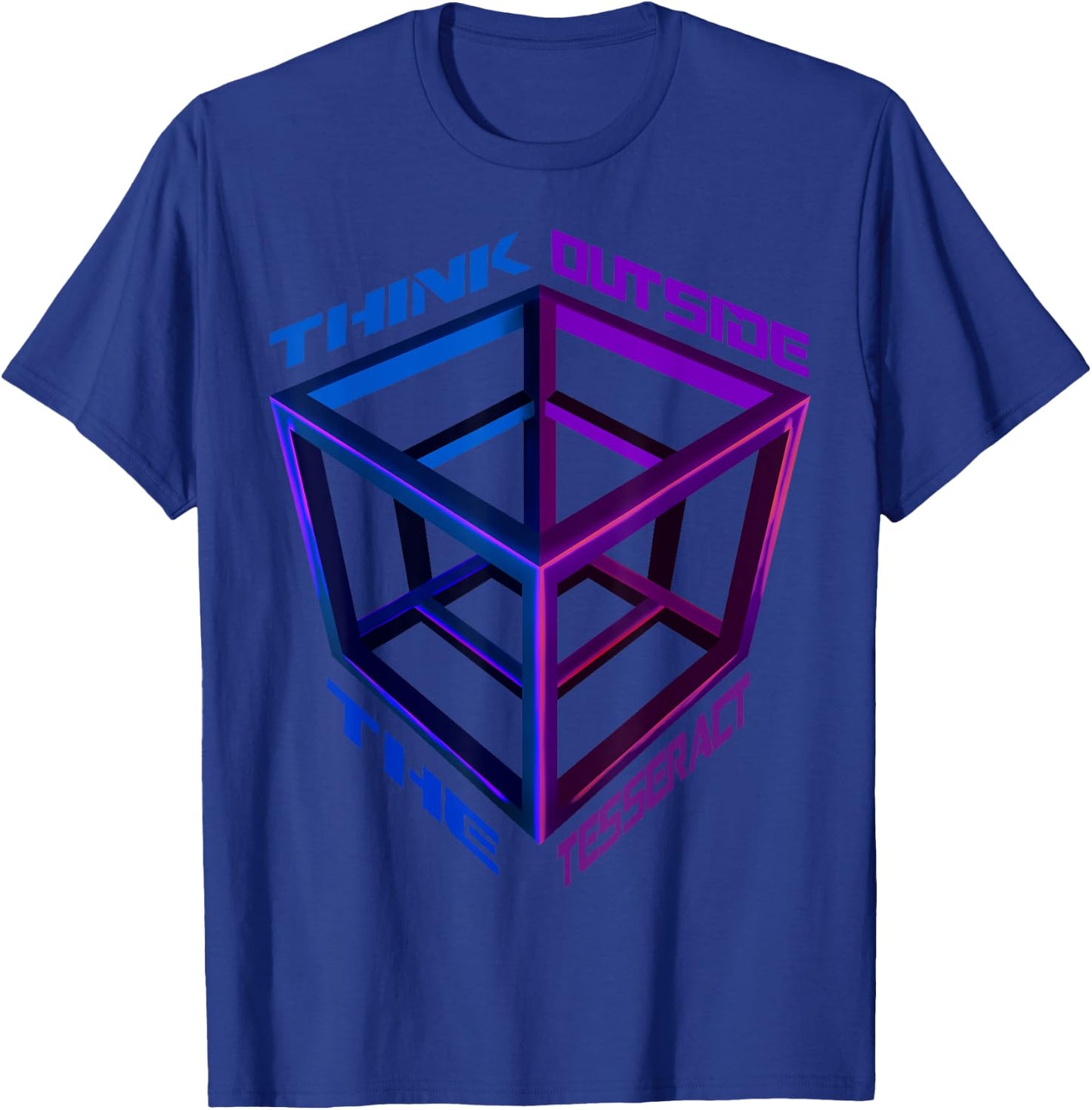 Think Outside The Tesseract Geometry Geek Cube T-Shirt - T-Shirt | Royal