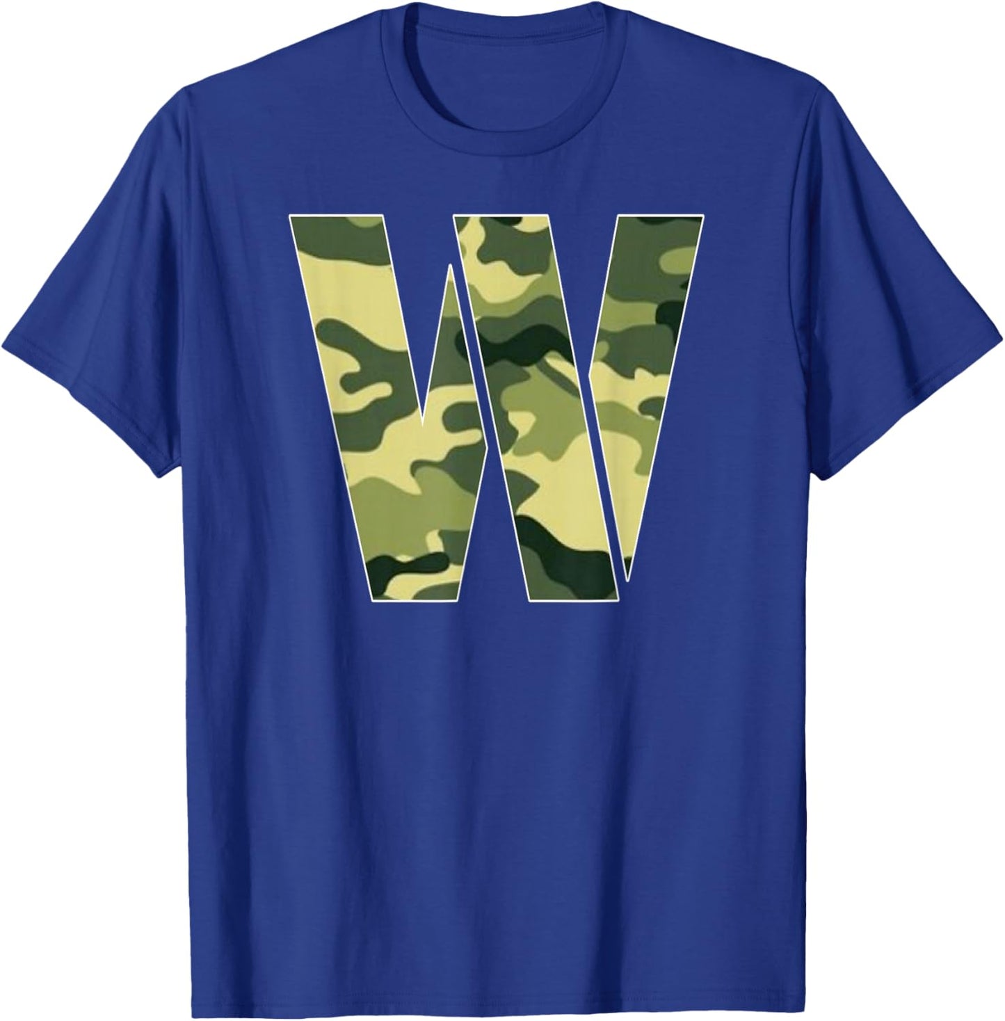 Personalized Camoflauge Letter W Initial | Camo Letter W T-Shirt - T-Shirt | Royal