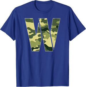 Personalized Camoflauge Letter W Initial | Camo Letter W T-Shirt - T-Shirt | Royal