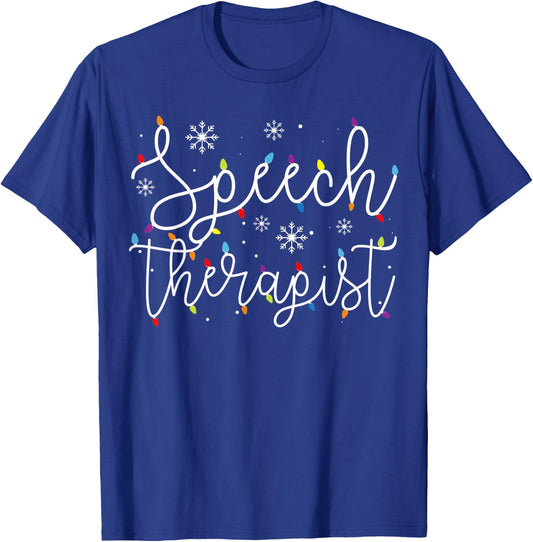 Cute Christmas Speech Therapist X-mas Light Festive SLP T-Shirt - T-Shirt | Royal
