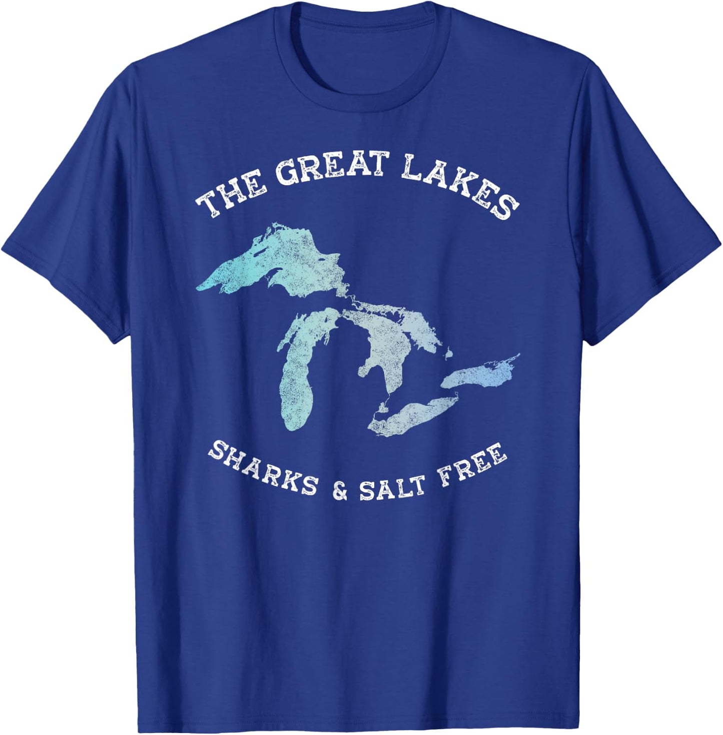 Sharks and Salt Free Great Lakes State Michigan Vacation T-Shirt - T-Shirt | Royal