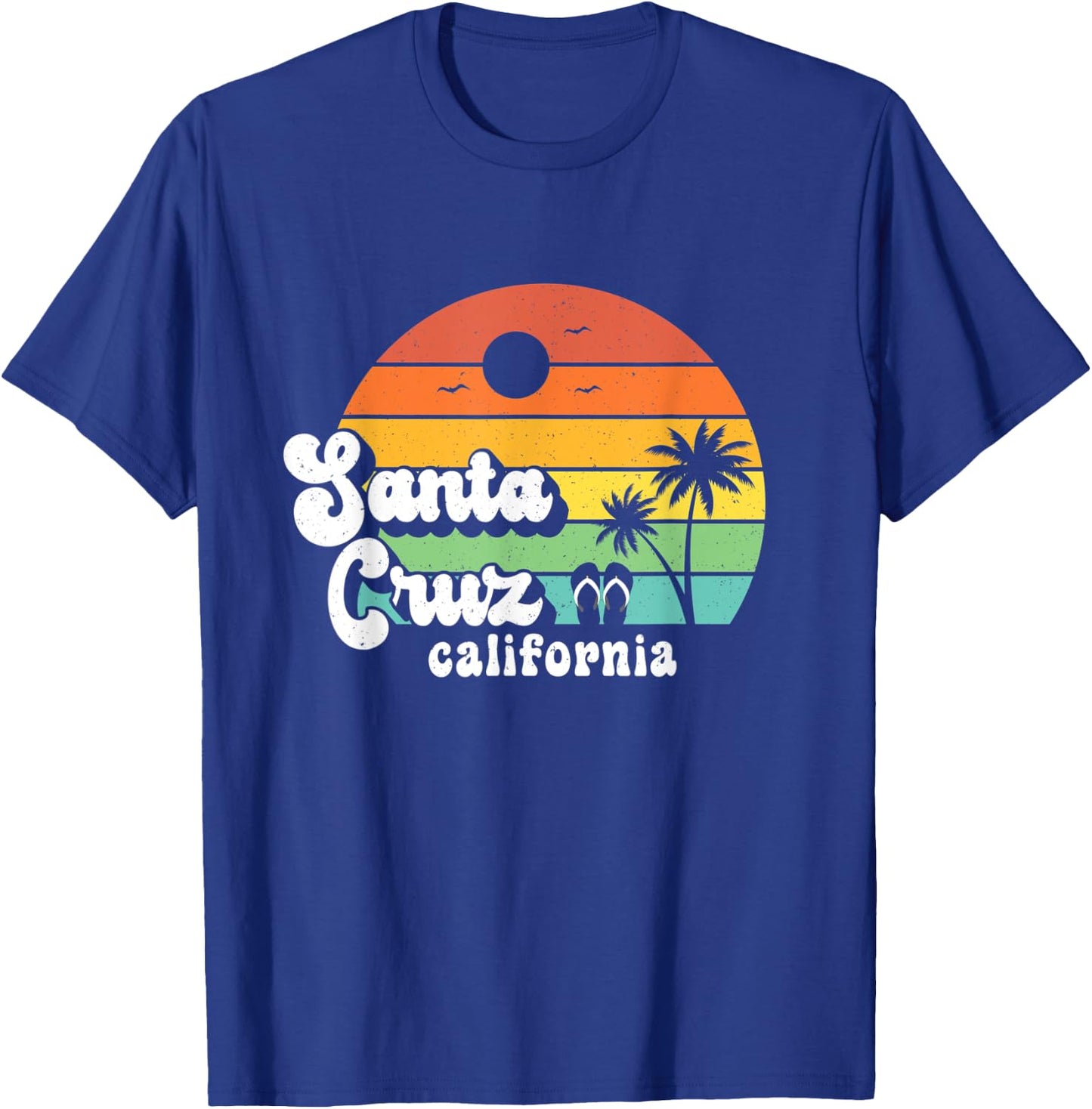 Santa Cruz Beach California Retro 80s Vintage Sunset T-Shirt - T-Shirt | Royal