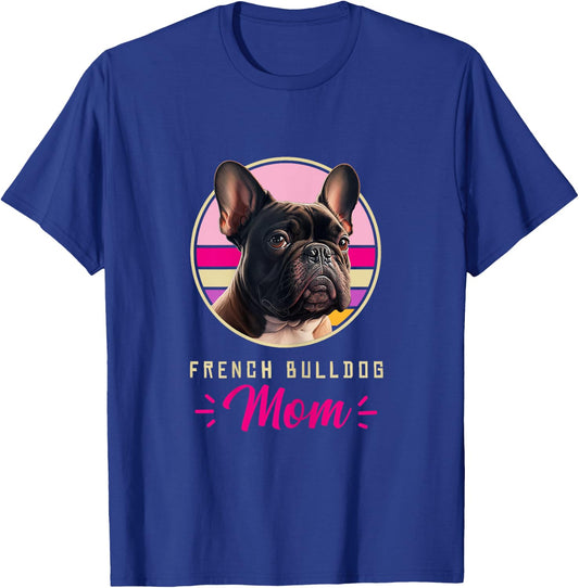 Funny French Bulldog Retro Outfits Clothes Frenchie Dog Mom Women Kids T-Shirt - T-Shirt | Royal