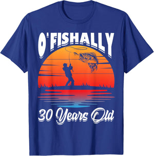 Ofishally 30 Years Old Fisherman 30th Birthday Party Fishing T-Shirt - T-Shirt | Royal