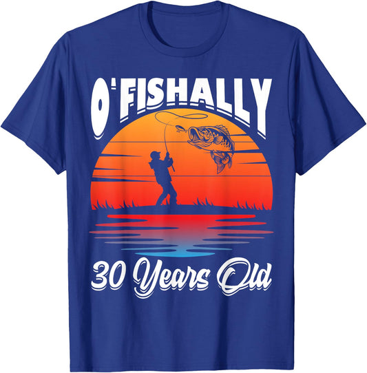 Ofishally 30 Years Old Fisherman 30th Birthday Party Fishing T-Shirt - T-Shirt | Royal
