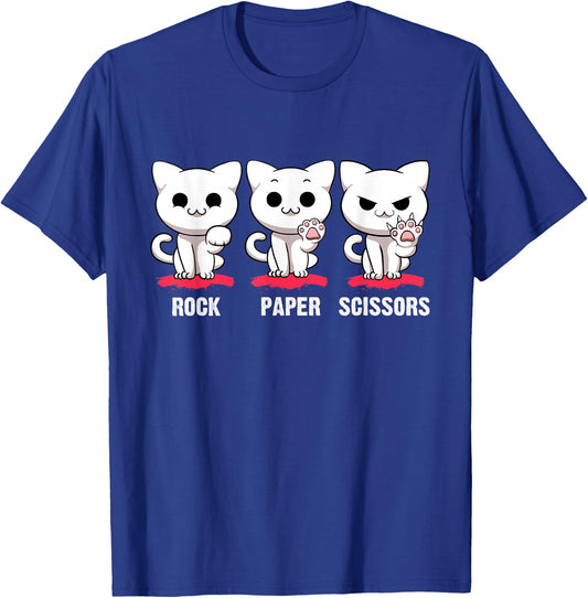 Cat Rock Paper Scissors Cute Cat Paws Funny Cat Kitty Lover T-Shirt - T-Shirt | Royal