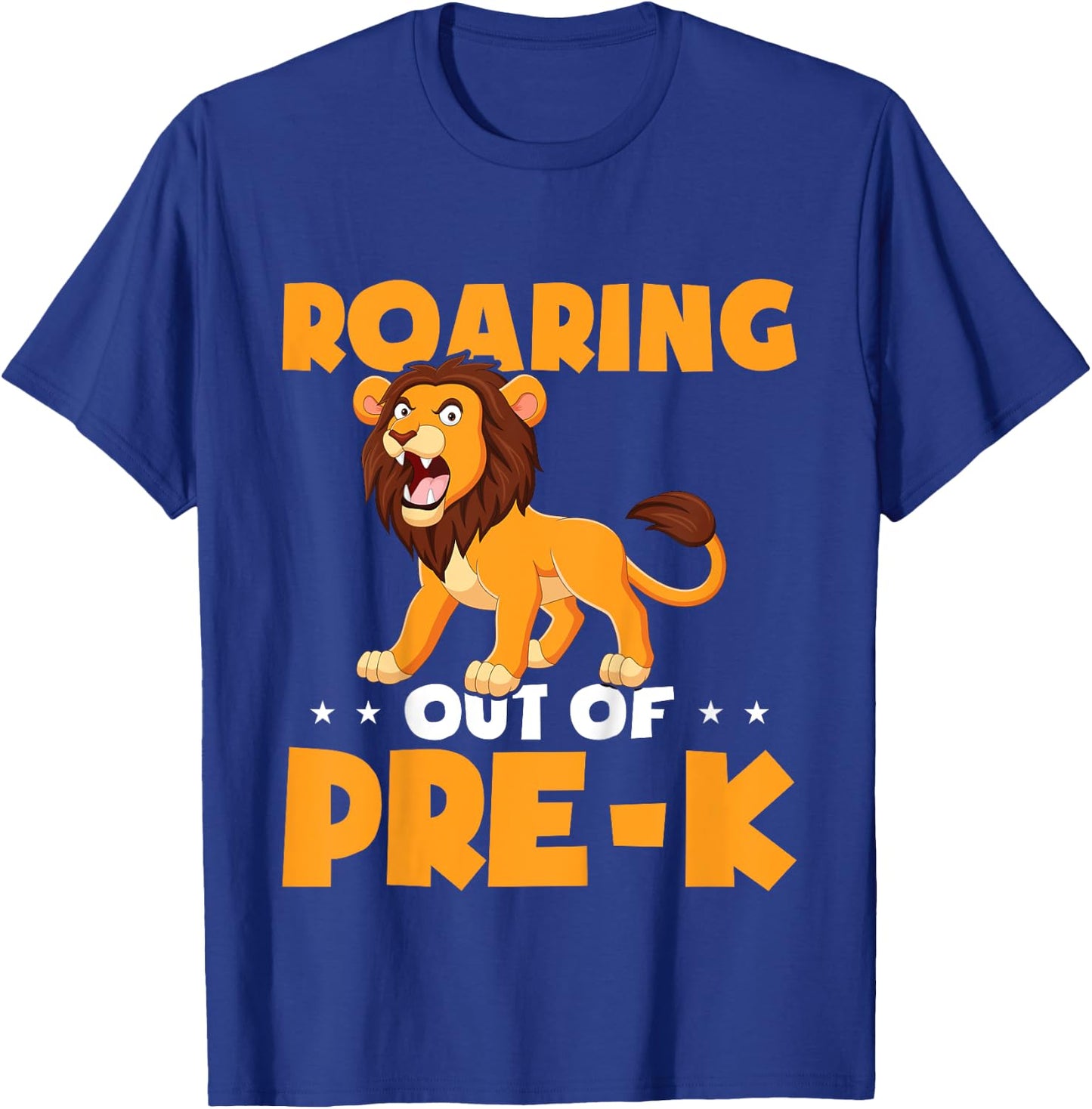 Kids Roaring Out Of Pre-K Graduation Lion Boys Pre-K Graduate T-Shirt - T-Shirt | Royal