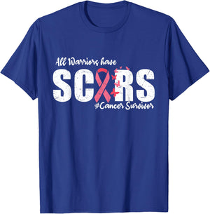 All Warriors Have Scars Cancer Survivor Breast Cancer Women T-Shirt - T-Shirt | Royal