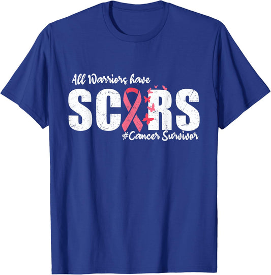 All Warriors Have Scars Cancer Survivor Breast Cancer Women T-Shirt - T-Shirt | Royal