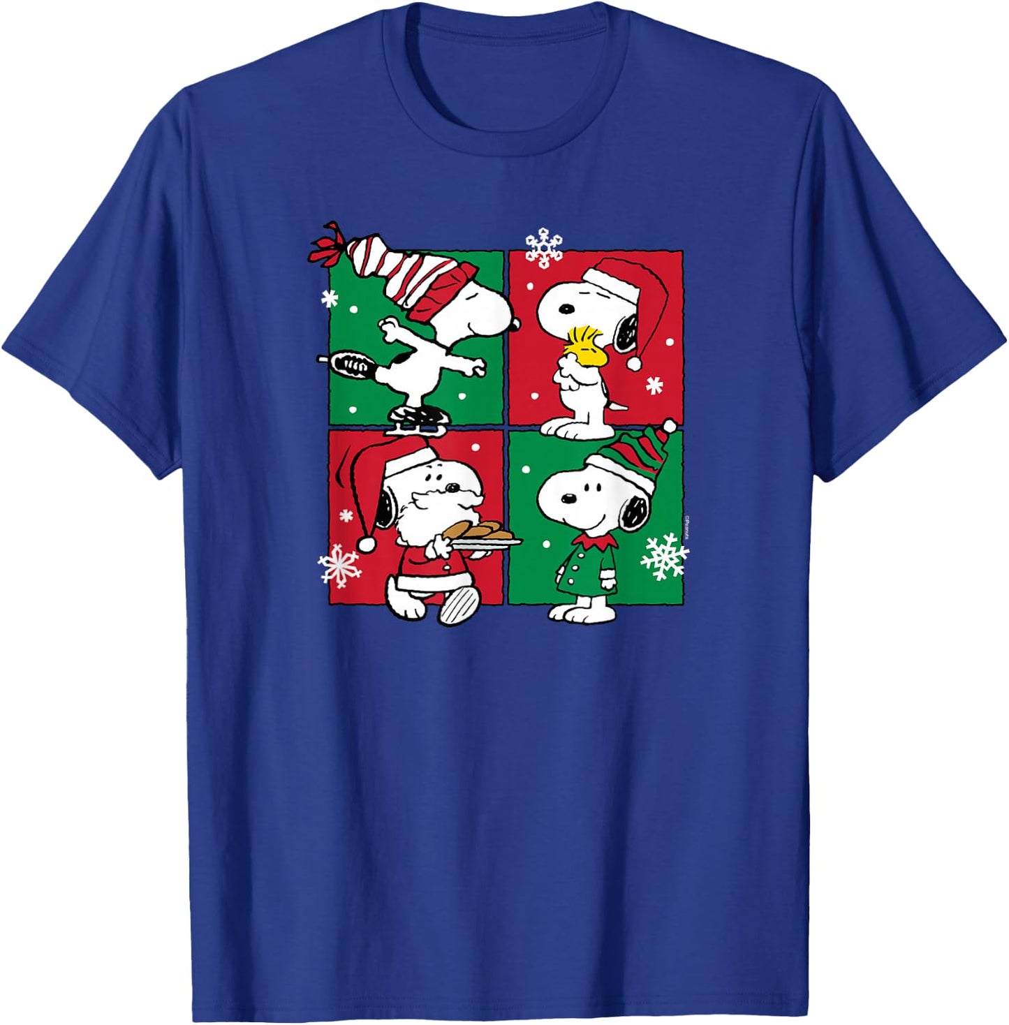 Peanuts - Snoopy Christmas Grid T-Shirt - T-Shirt | Royal