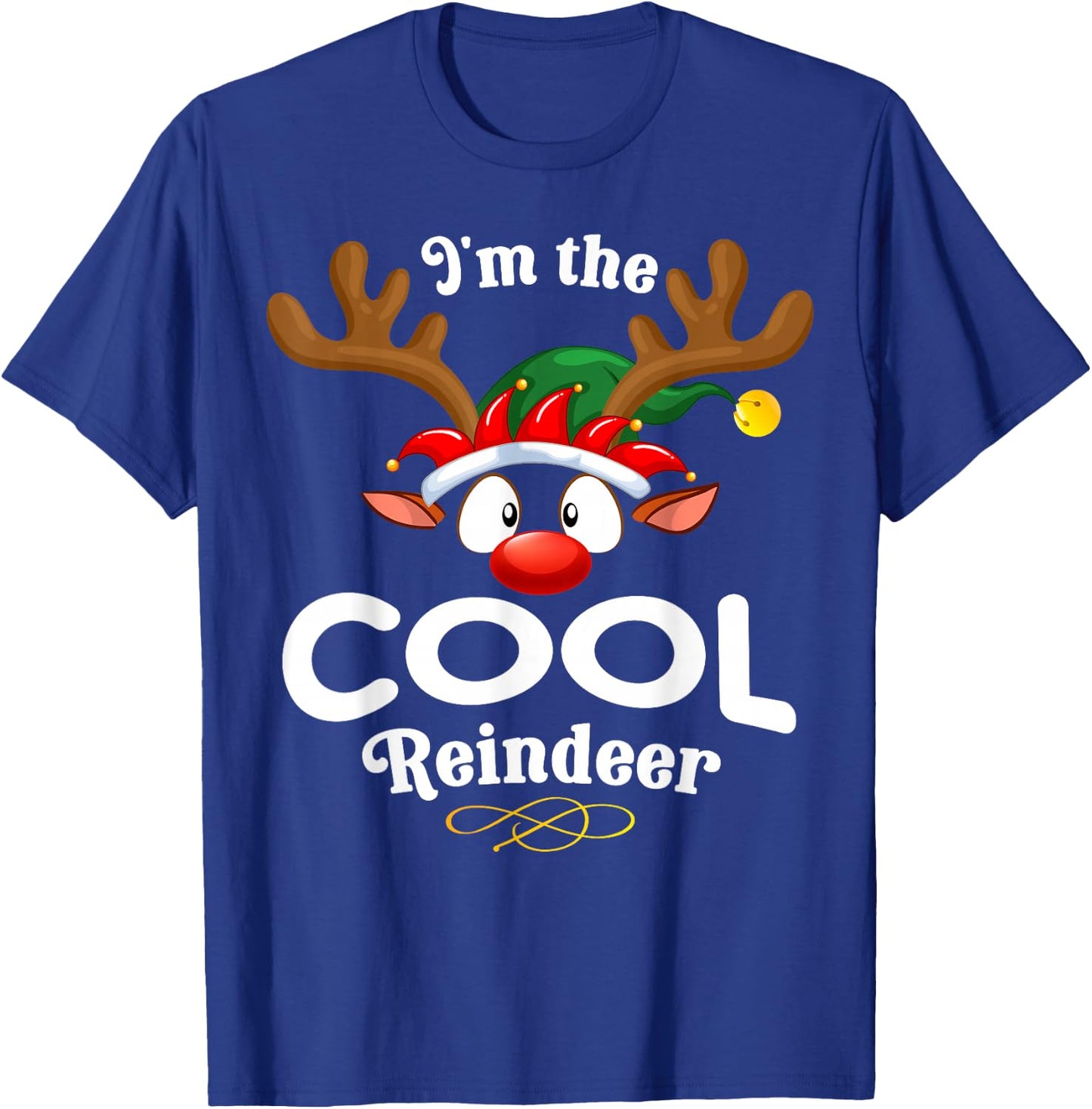 Christmas PJS Cool XMas Reindeer Matching T-Shirt - T-Shirt | Royal
