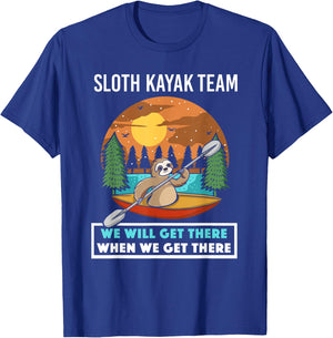 Funny Sloth Kayaking Art Women Kids Kayaker Crew T-Shirt - T-Shirt | Royal
