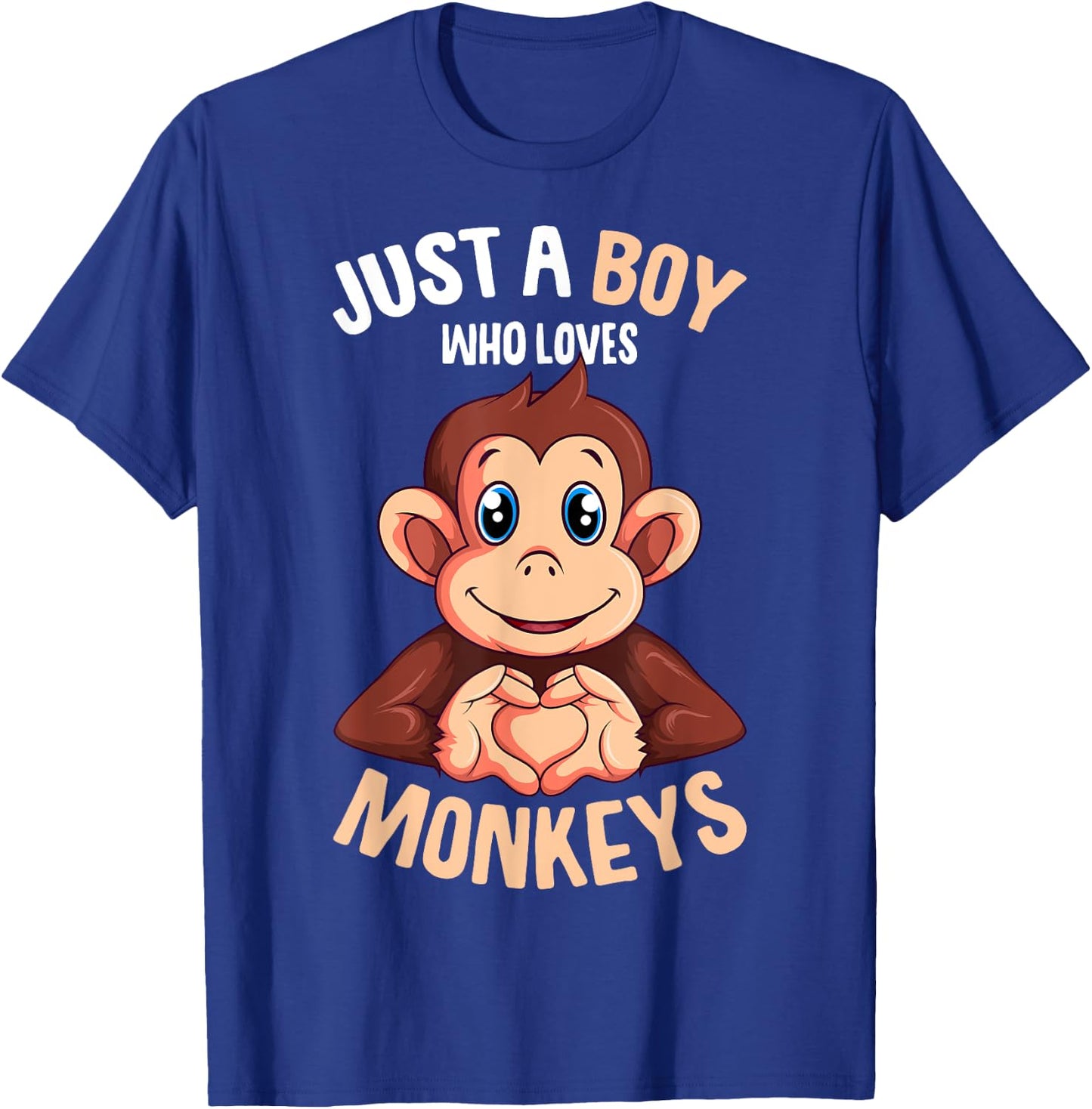 Just A Boy Who Loves Monkeys Boys Kids Monkey T-Shirt - T-Shirt | Royal