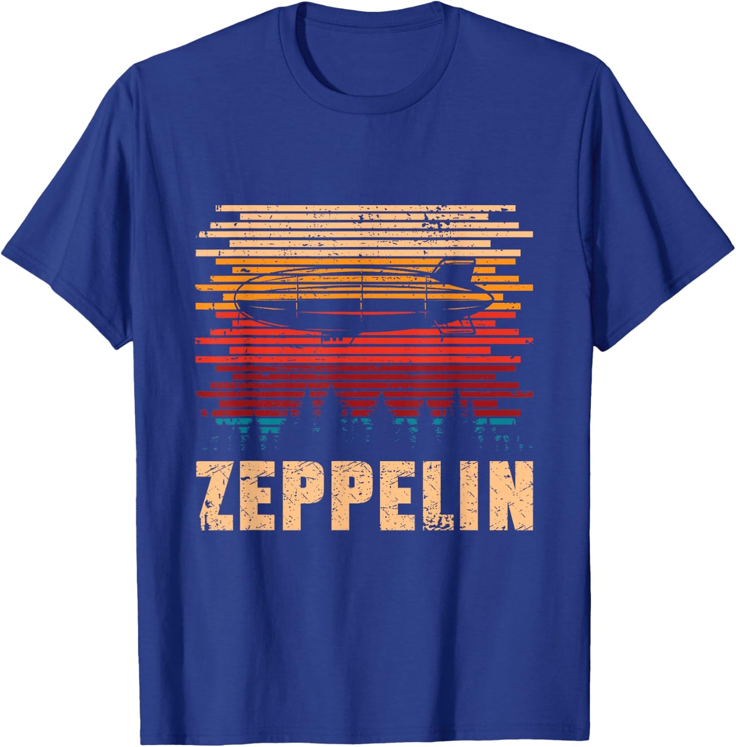 Retro Zeppelin 70s 80s Dirigible Airship Zepelin Zepplin T-Shirt - T-Shirt | Royal