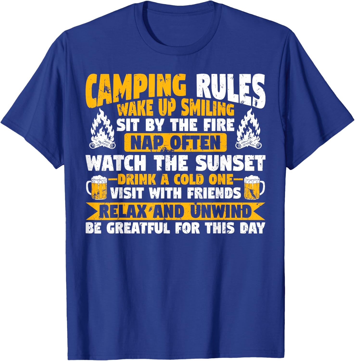 Motorhome Funny Camper Camping Rules T-Shirt - T-Shirt | Royal