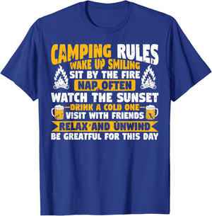 Motorhome Funny Camper Camping Rules T-Shirt - T-Shirt | Royal