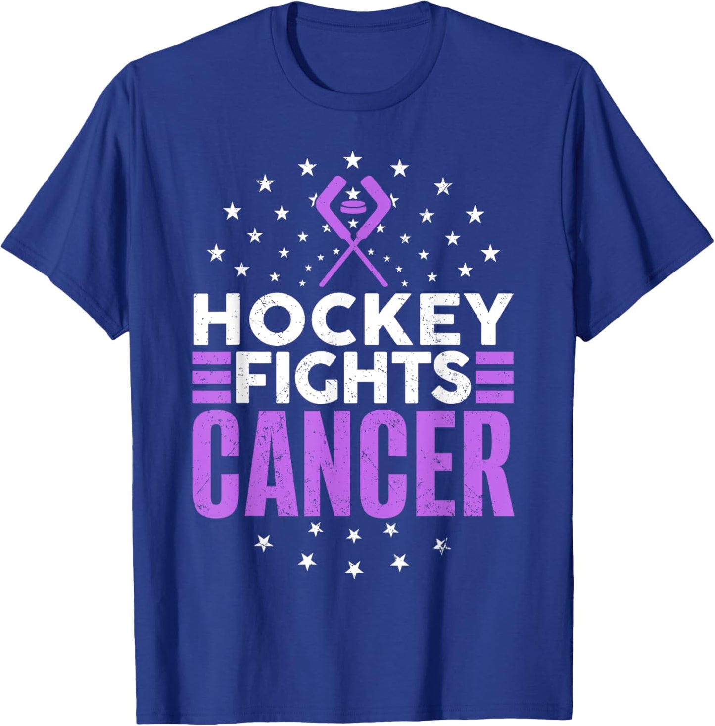 KAH Cancer Awareness Hockey Themed Cancer Awareness , Adult, Black, Small, Short Sleeve T-Shirt - T-Shirt | Royal