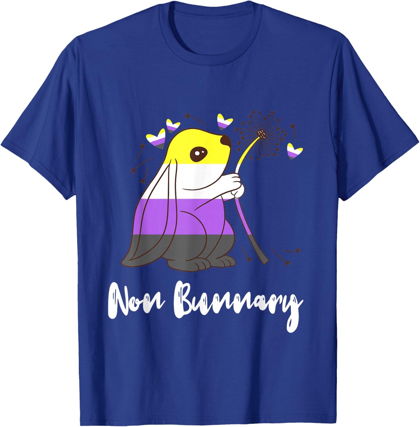 Cute Bunny Heart Nonbinary Flag Nonbinary Pride Non Binary T-Shirt - T-Shirt | Royal