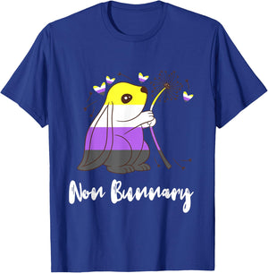 Cute Bunny Heart Nonbinary Flag Nonbinary Pride Non Binary T-Shirt - T-Shirt | Royal