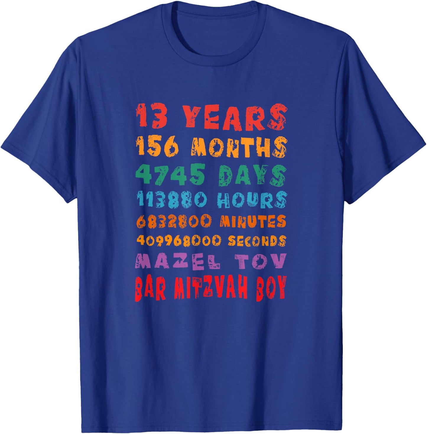 13-Year-Old 13th Birthday Bar Mitzvah Boy Mazel Tov Jewish T-Shirt - T-Shirt | Royal