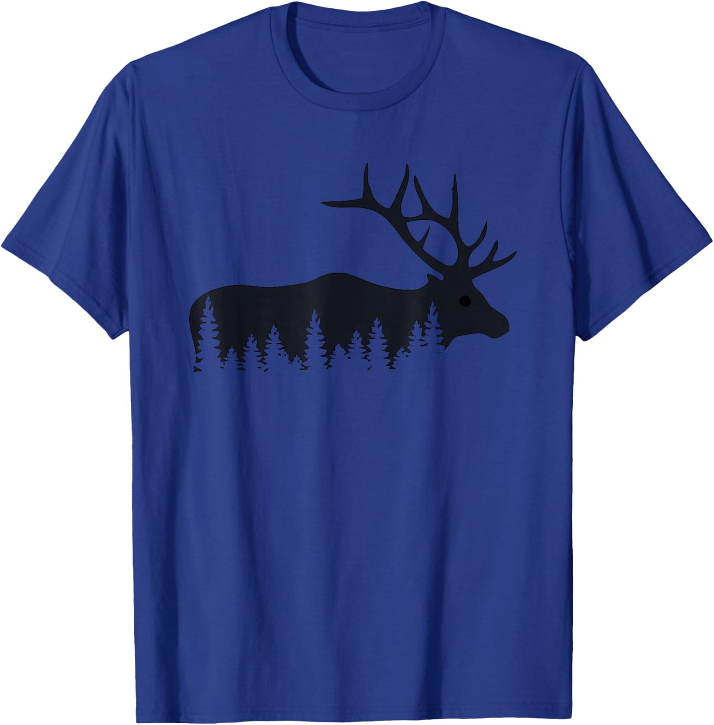 Elk Trees Silhouette Buck Deer Hunting Outdoors T-Shirt - T-Shirt | Royal