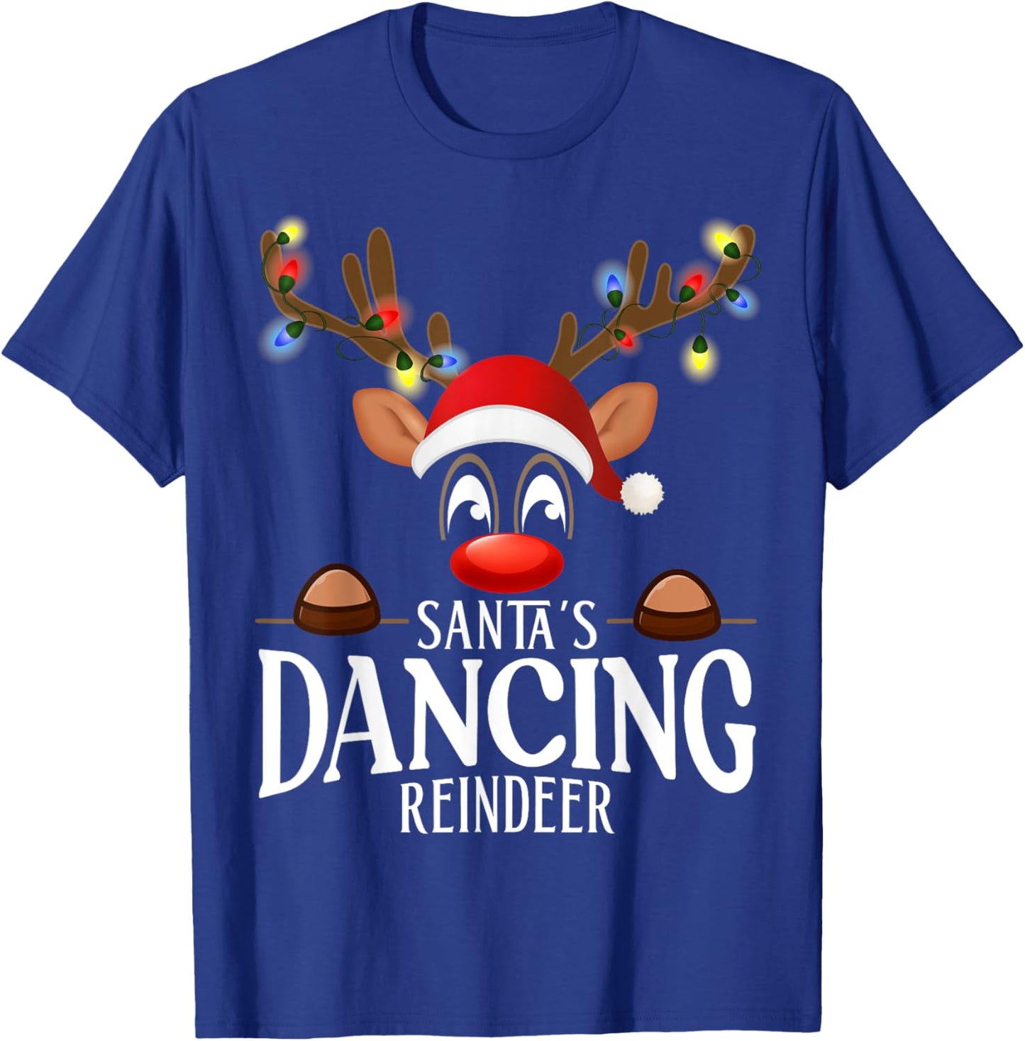 Santa's Dancing Reindeer Funny XMas Matching PJS T-Shirt - T-Shirt | Royal