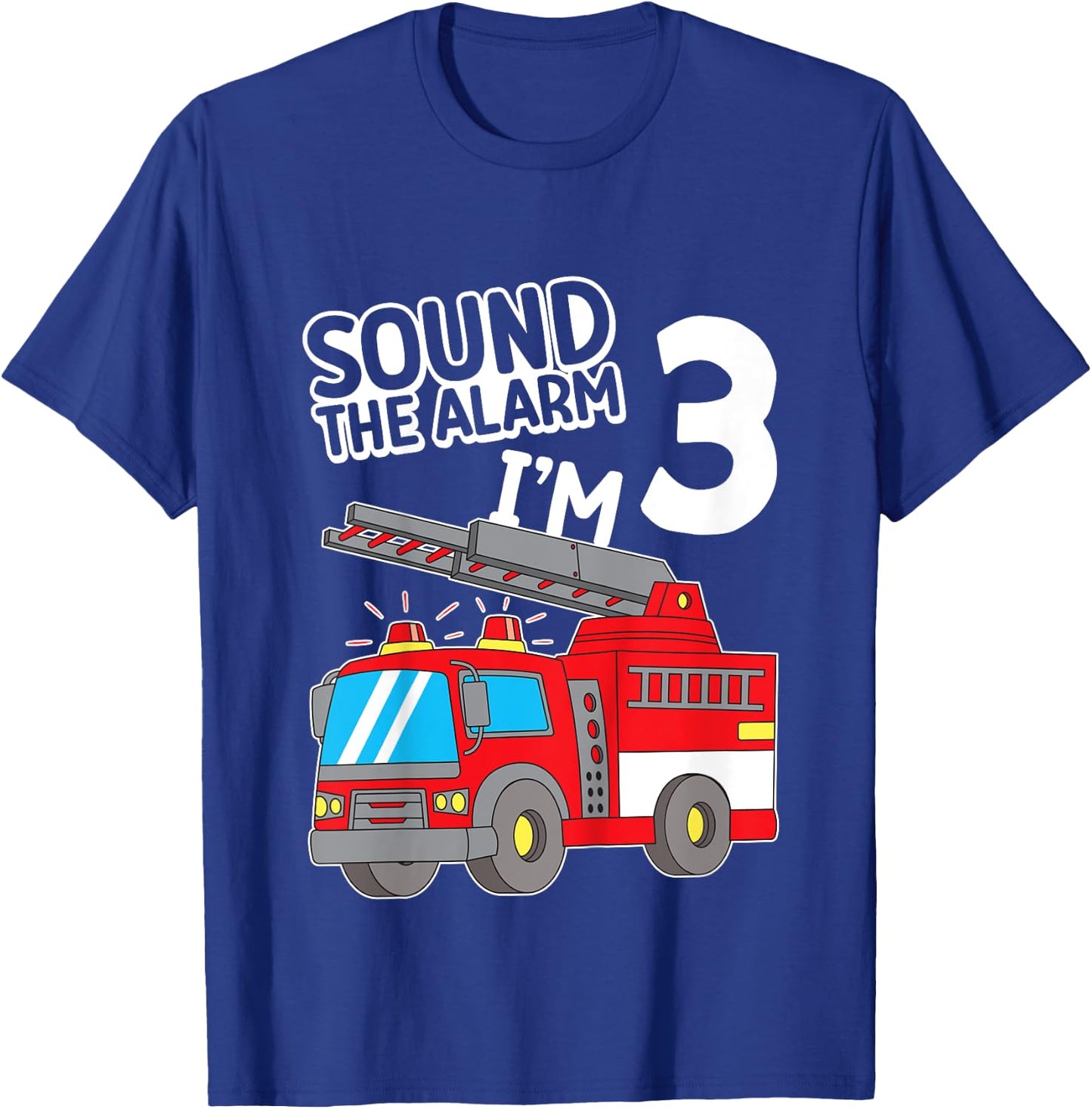 Kids Firefighter I'm 3 Birthday Fire Truck 3rd birthday T-Shirt - T-Shirt | Royal