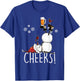 Cheers Snowman Beer and Wine Christmas T-Shirt - T-Shirt | Royal