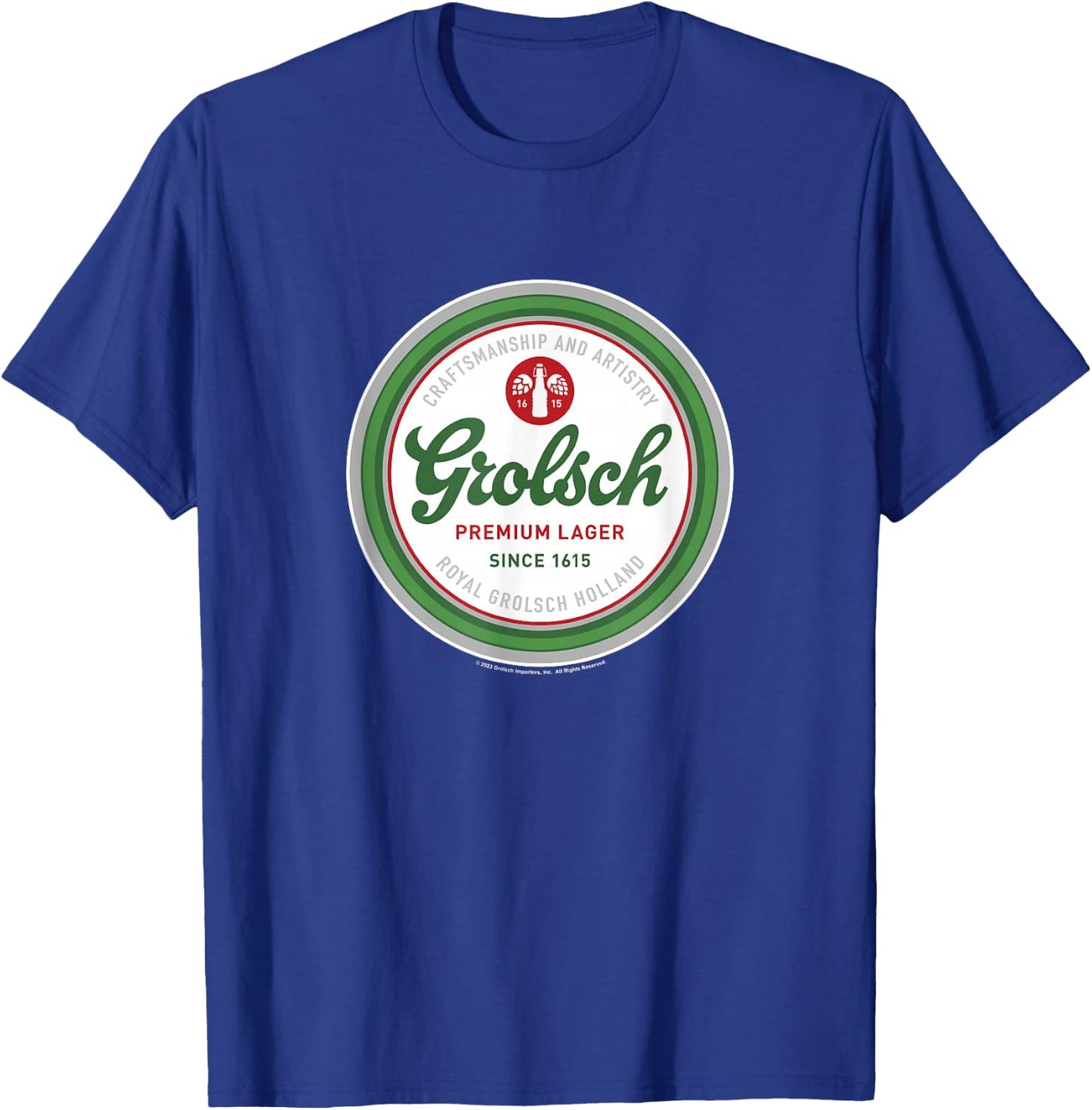 Coors Brewing Company Grolsch Premium Beer Since 1615 Badge T-Shirt - T-Shirt | Royal