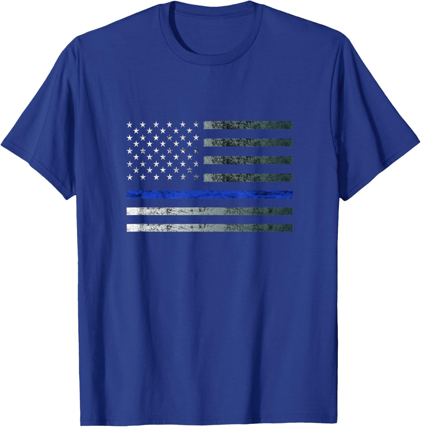 Thin Blue Line Police Officer Law Heroic Flag American Flag T-Shirt - T-Shirt | Royal