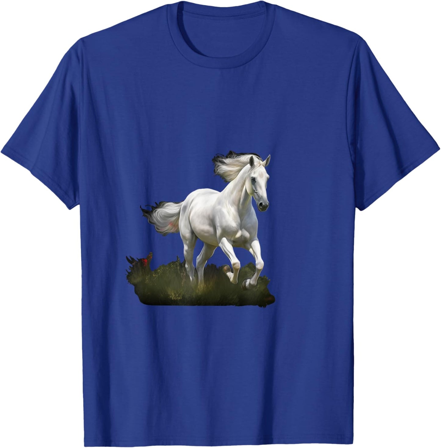 White Horse Style Realistic Painting in a Meadow T-Shirt - T-Shirt | Royal