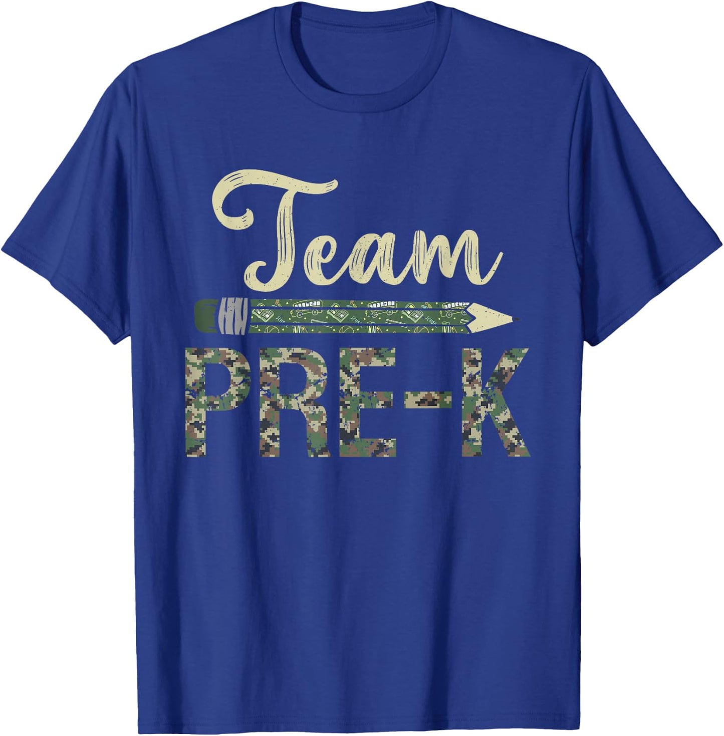 Team Pre-K Camo Pre-K Teacher Camouflage T-Shirt - T-Shirt | Royal