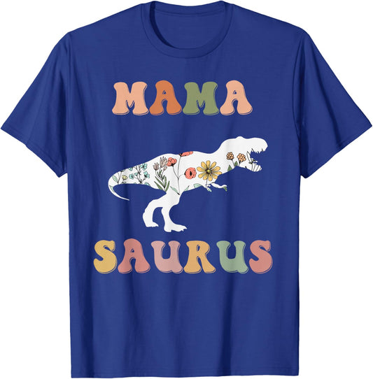 Mamasaurus T Rex Dinosaur Mama Saurus Family Matching Flower T-Shirt - T-Shirt | Royal
