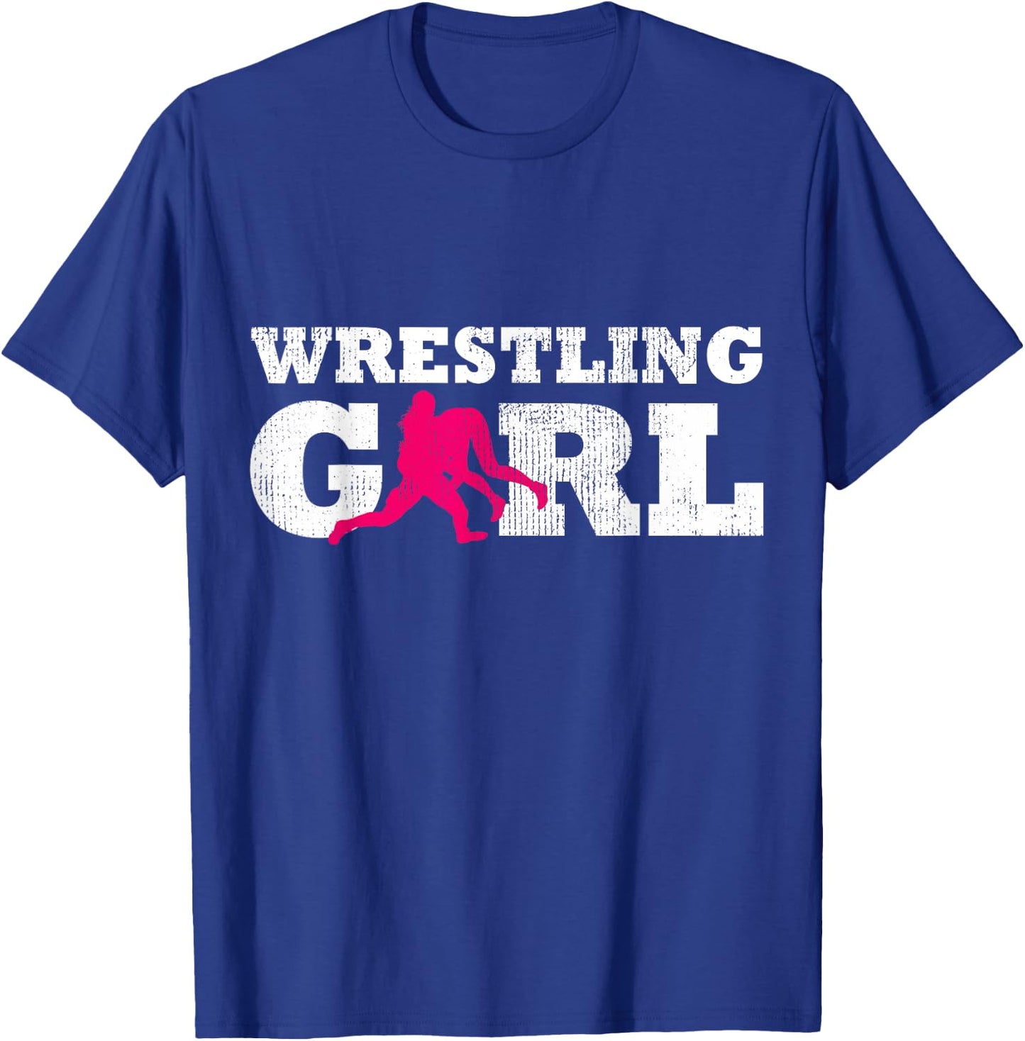 Wrestling Girl Player Silhouette Sport Gift T-Shirt - T-Shirt | Royal