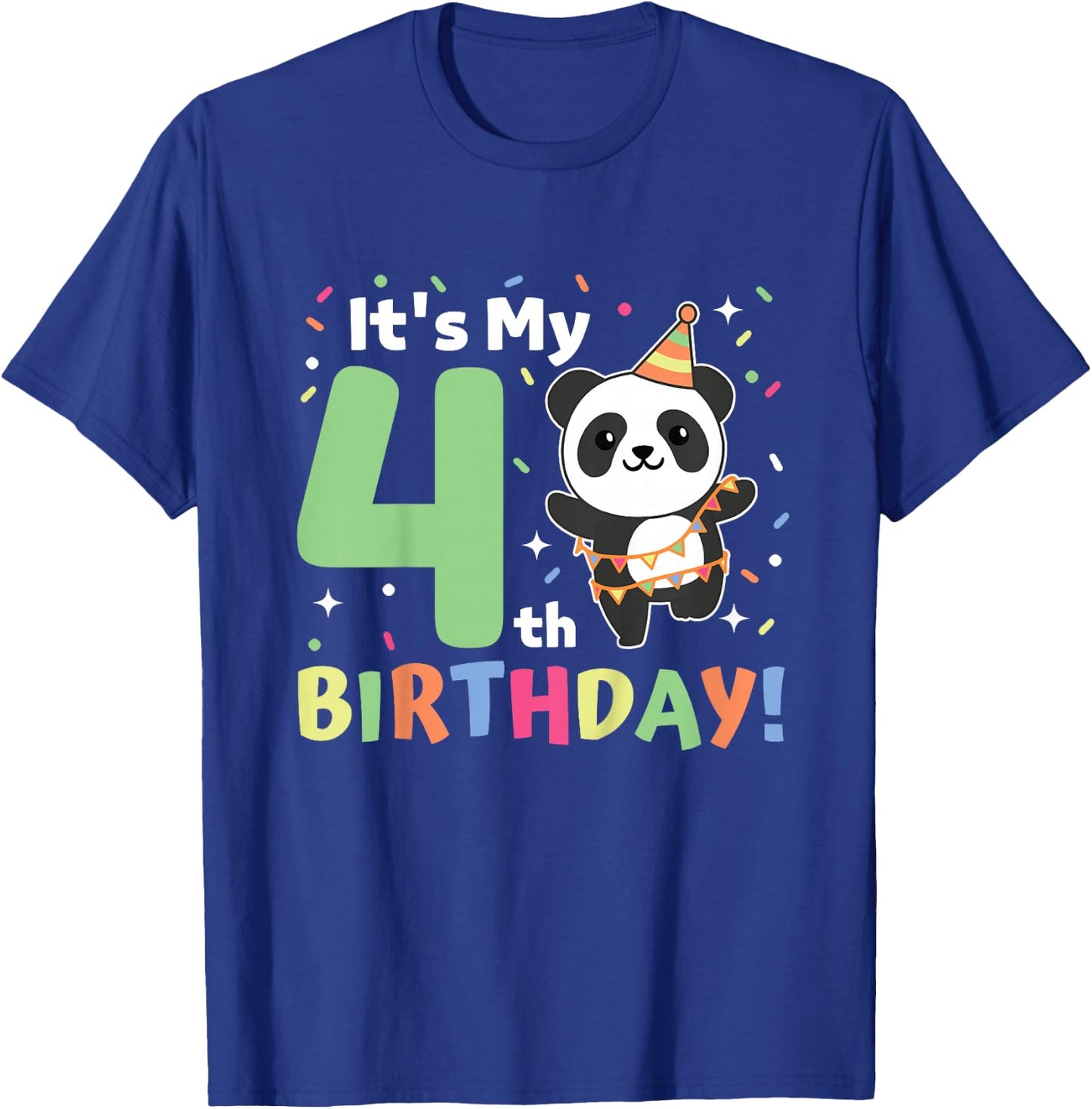 Panda 4th Birthday For Kids Four Year Old Panda T-Shirt - T-Shirt | Royal