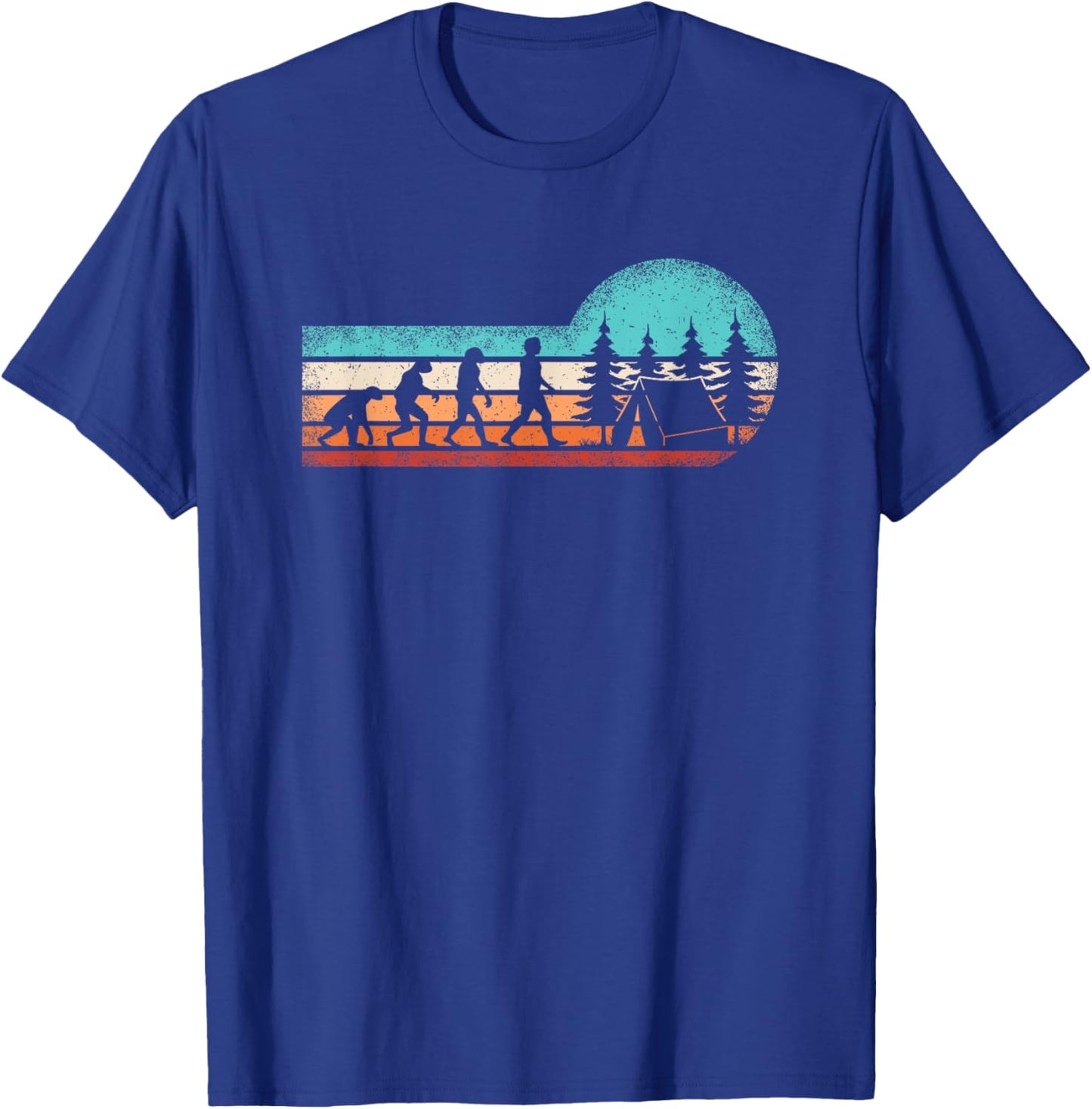 Funny Camping Evolution Hiking Nature Outdoor T-Shirt - T-Shirt | Royal