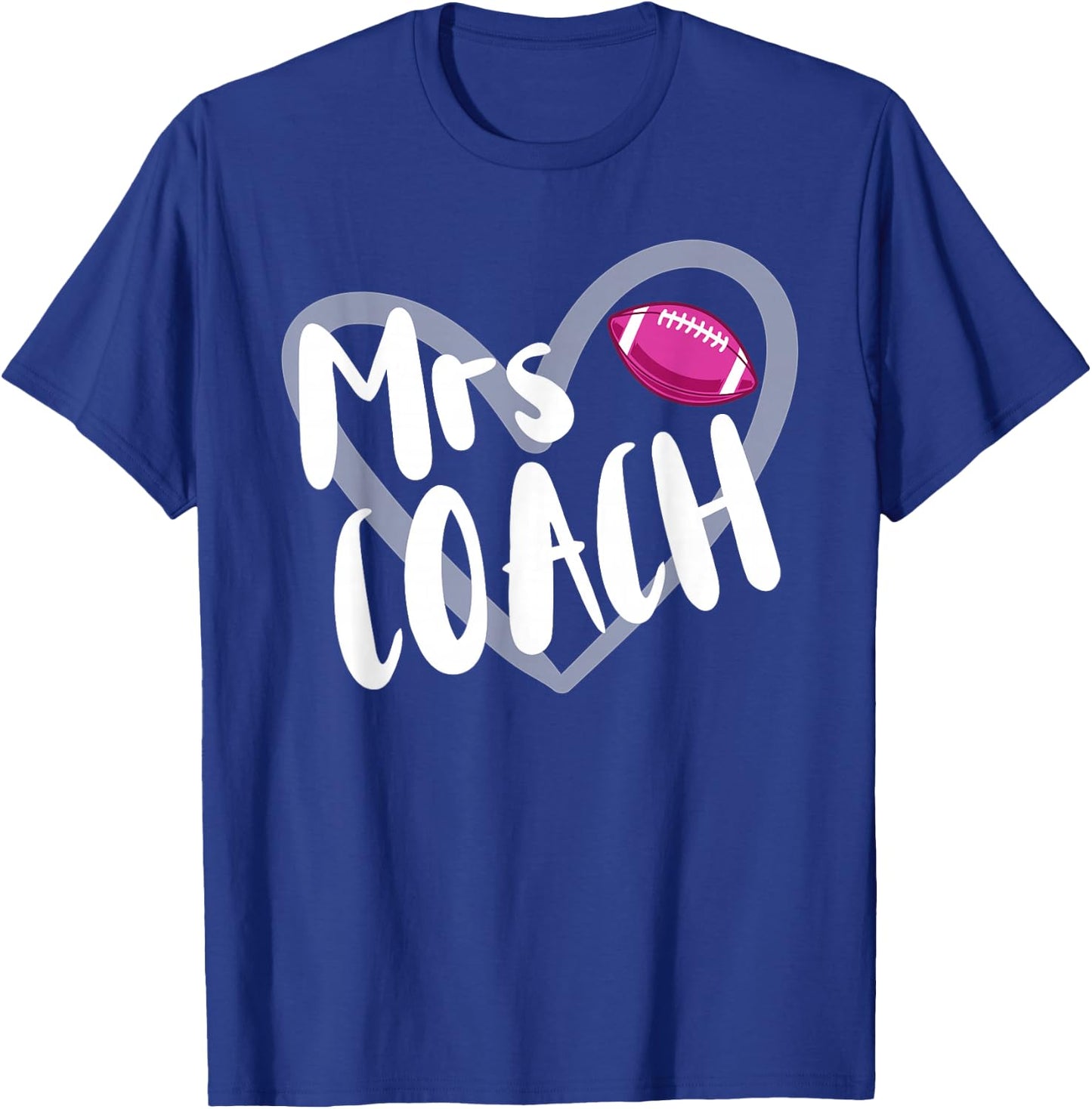 Funny Football Mrs Coach Wife Heart T-Shirt - T-Shirt | Royal
