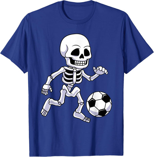 Spooky Skeleton Soccer Player For Boys Kids T-Shirt - T-Shirt | Royal