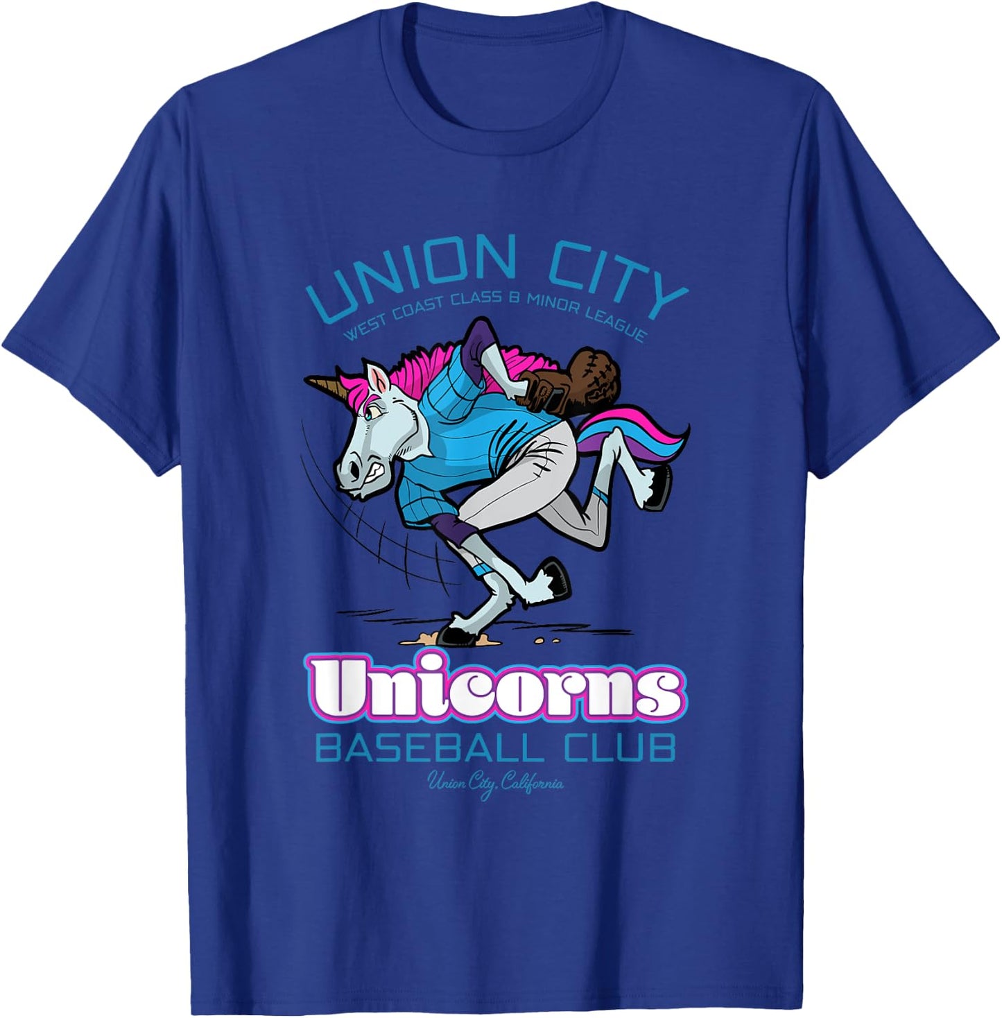 Union City Unicorns Retro Minor League Baseball Unicorn T-Shirt - T-Shirt | Royal