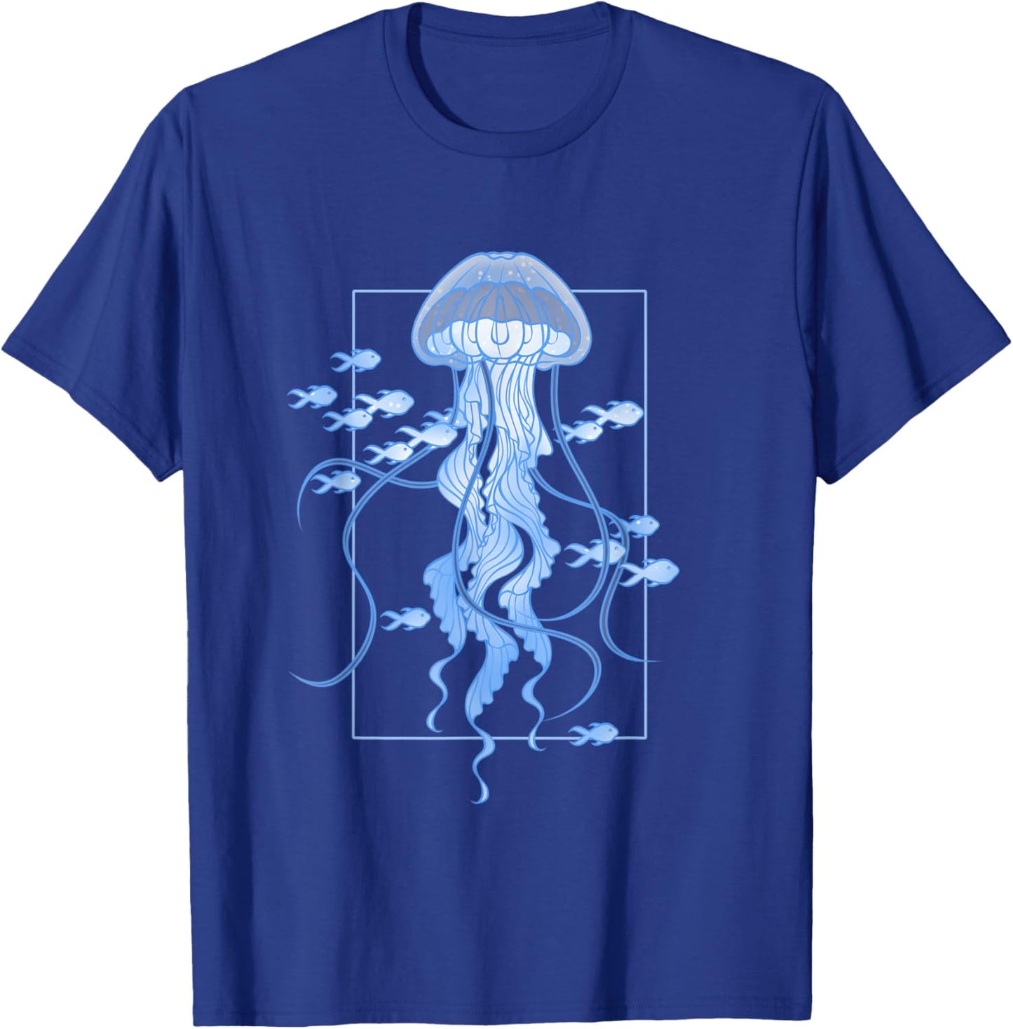 Jellyfish and Fishes Graphic in Sea T-Shirt - T-Shirt | Royal