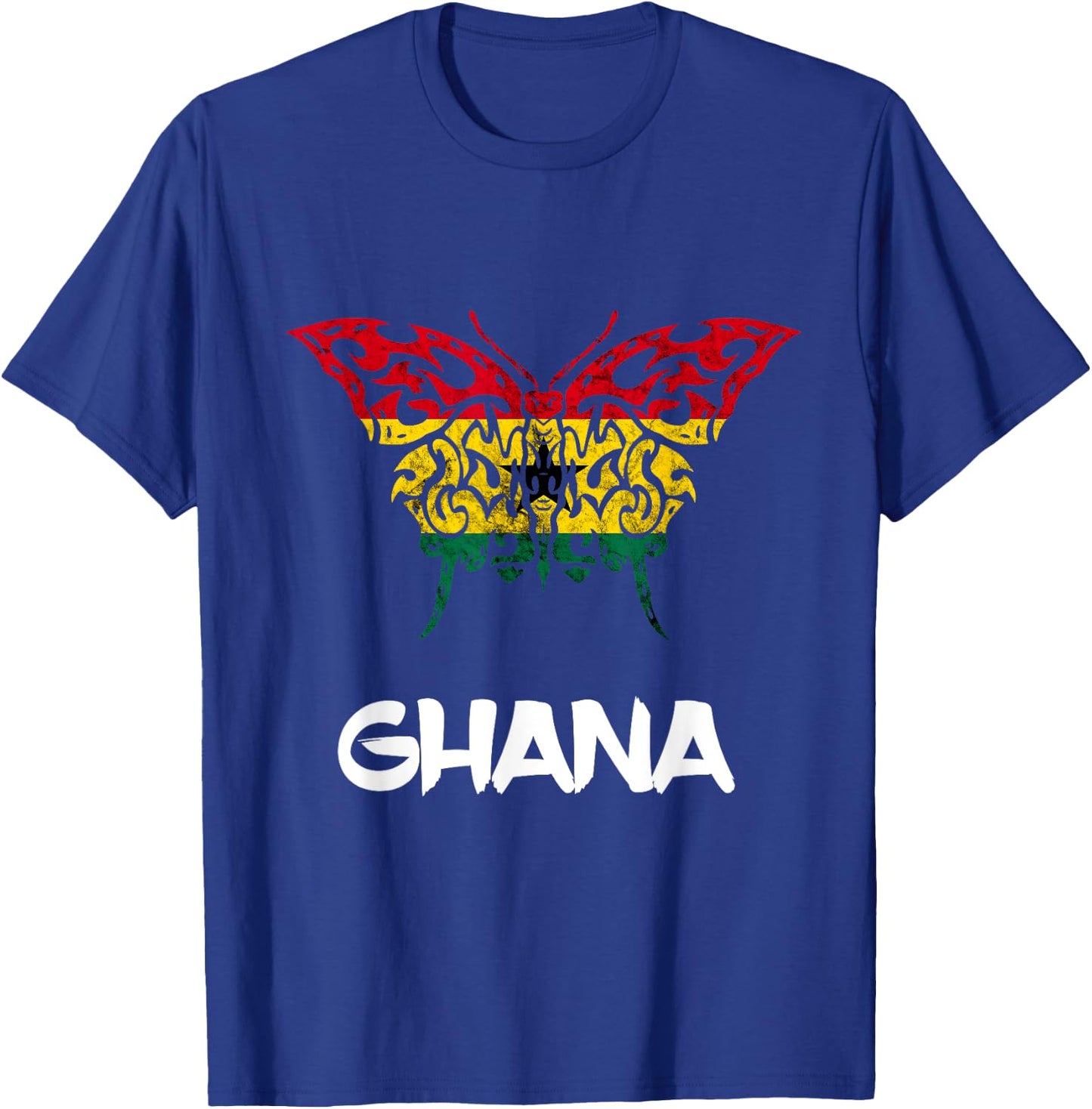 Ghana Butterfly Gothic Ghana Flag Ghanese Pride Africa T-Shirt - T-Shirt | Royal