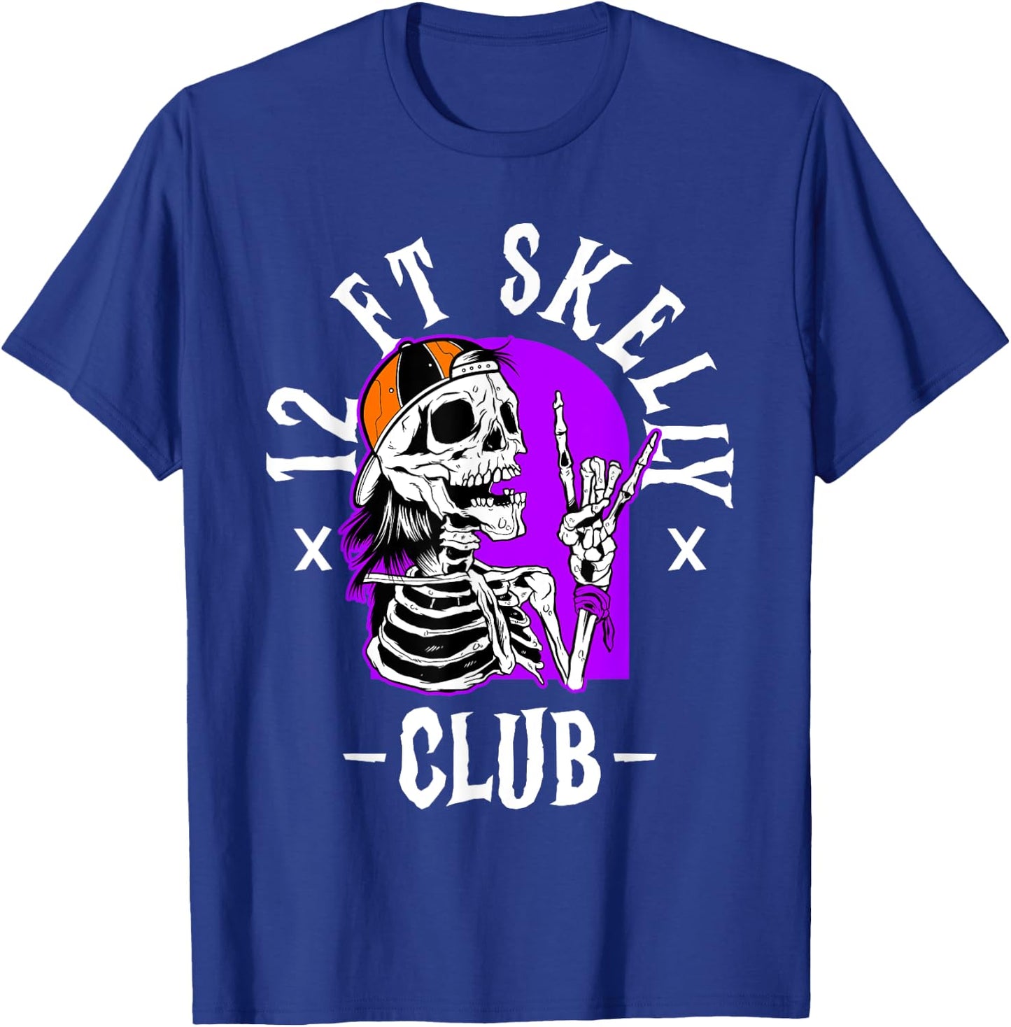 12 FT Skelly Club - Halloween 12 Foot Skeleton T-Shirt - T-Shirt | Royal