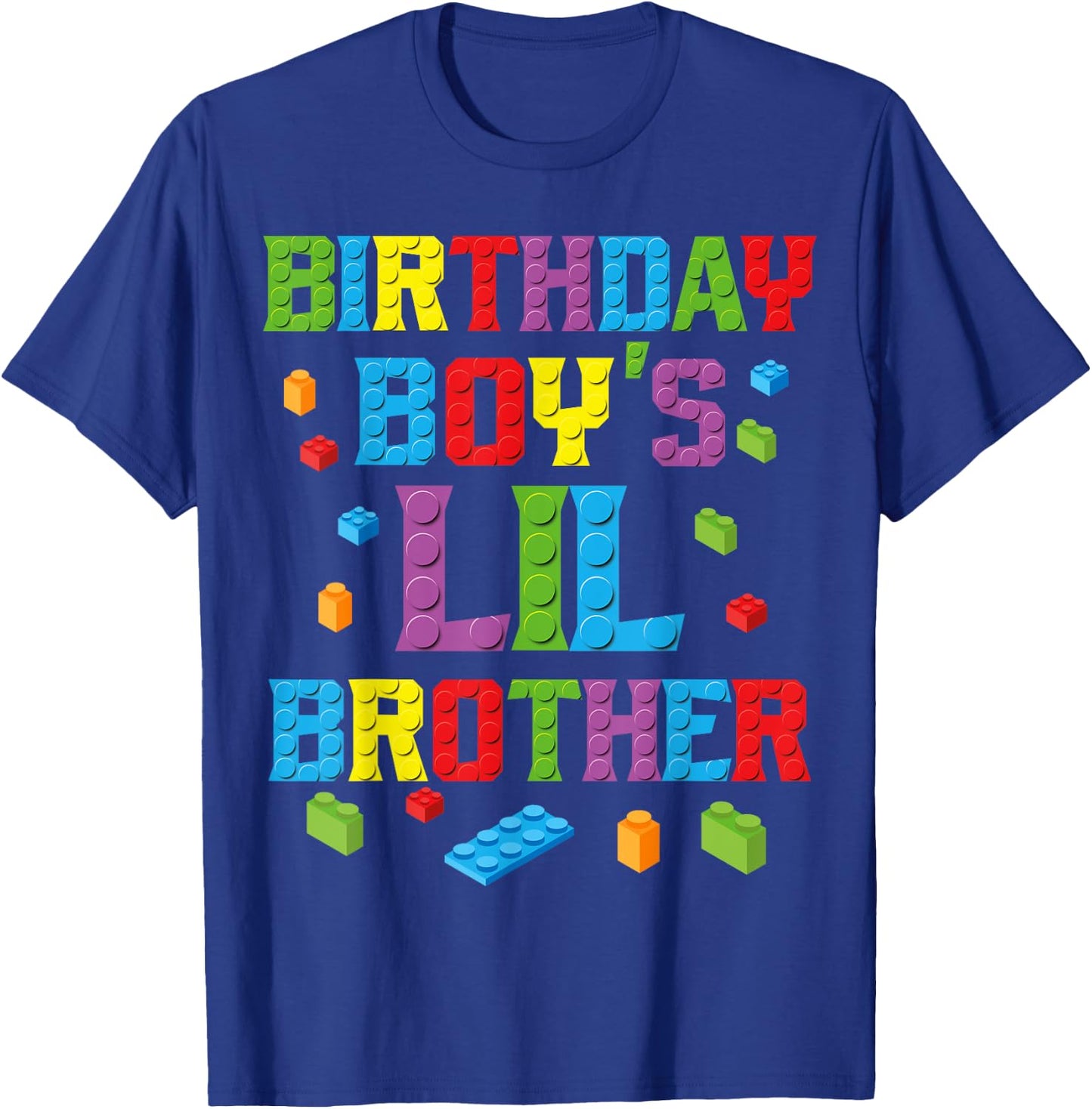 Master Builder Birthday Boy's Lil Brother Building Bricks T-Shirt - T-Shirt | Royal