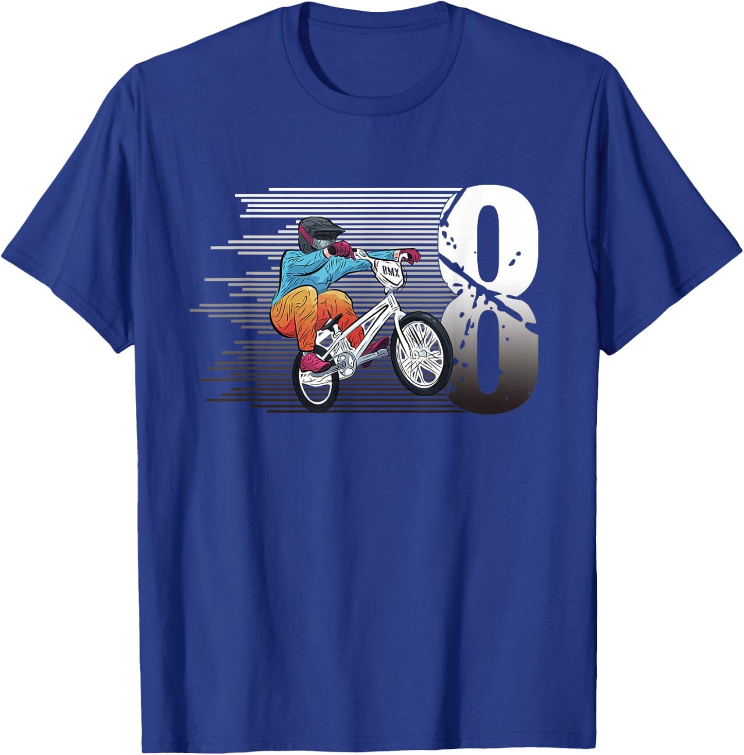 8 Year Old BMX 8th Birthday Gift, Party BMX Boys Dirt Biking T-Shirt - T-Shirt | Royal