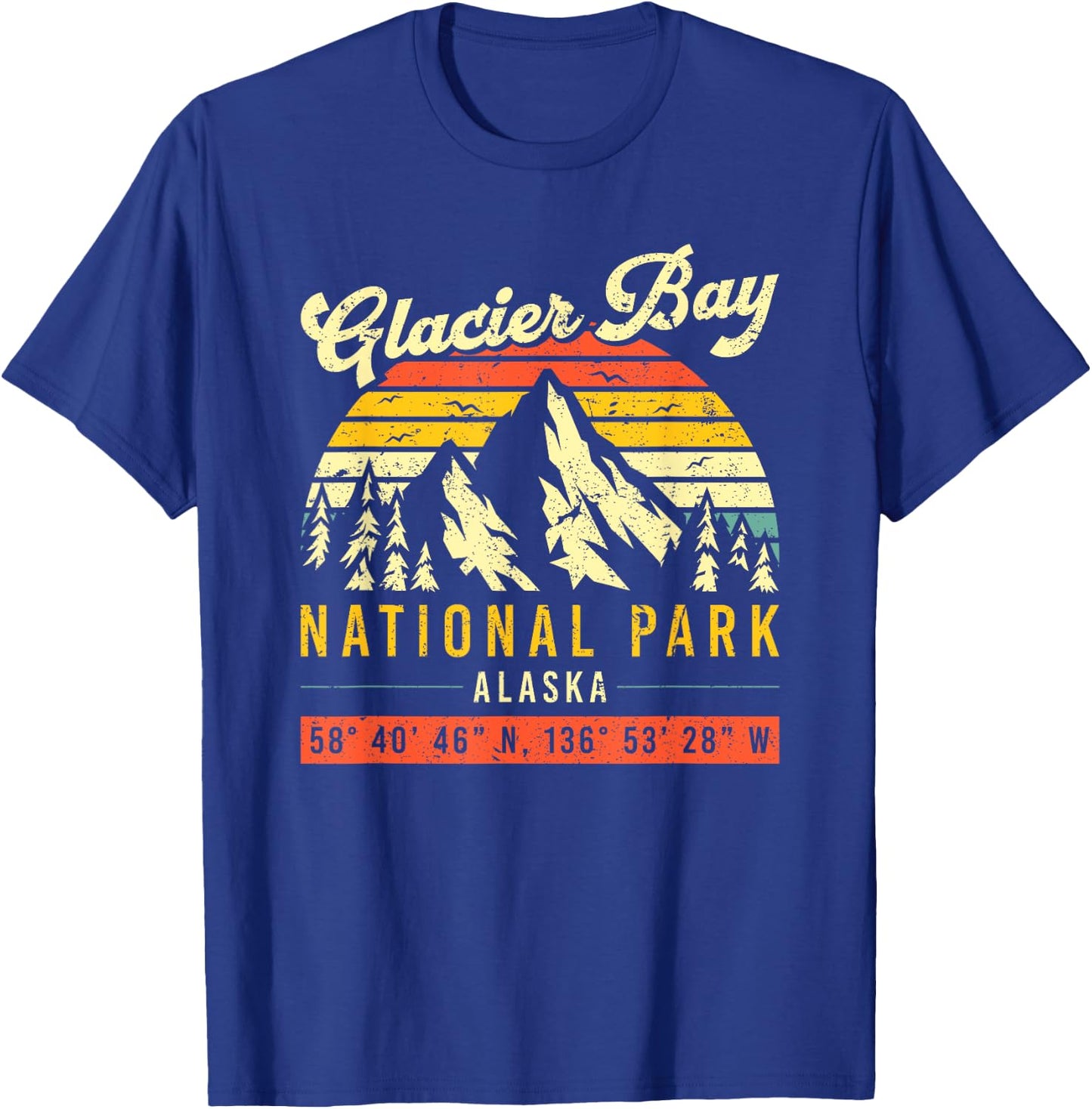 Glacier Bay Vintage Retro Alaska National Park T-Shirt - T-Shirt | Royal