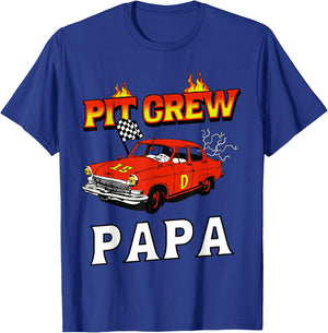 Pit Crew Papa Racing Car Family Matching Birthday Party T-Shirt - T-Shirt | Royal