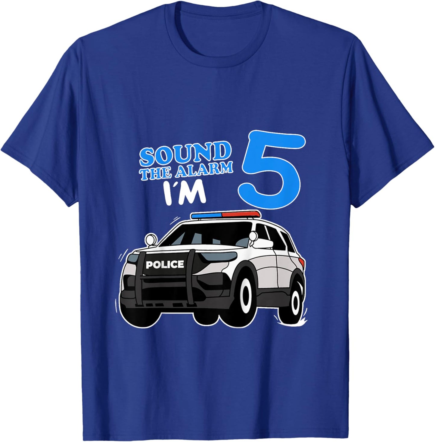 Police Car 5th Birthday Policeman Officer 5 Year Bday Police T-Shirt - T-Shirt | Royal