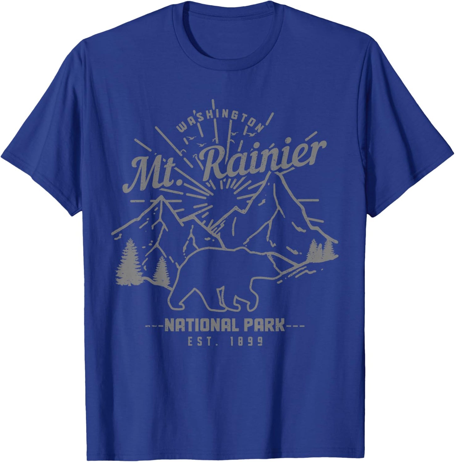 Mt. Rainier Washington Vintage Mountain National Park PNW T-Shirt - T-Shirt | Royal